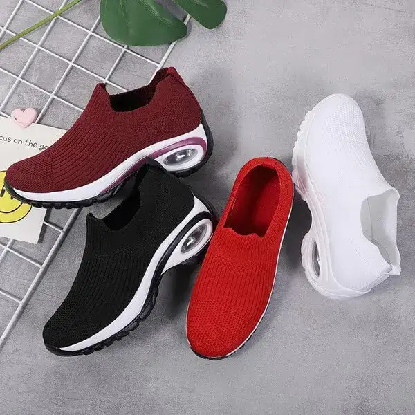 Mesh Air Cushion Platform Sneakers for Women | Fashion Slip-On Comfort Shoes