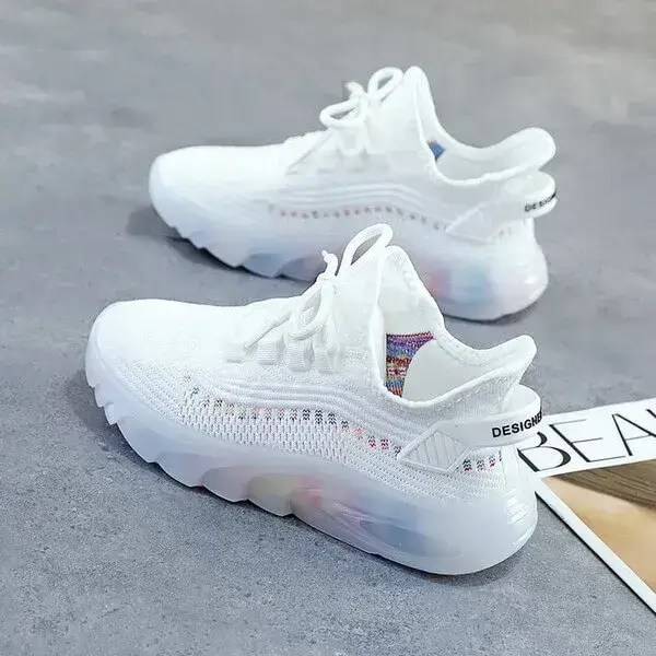 Women Fashion Breathable Solid Color Lace-Up Sneakers | Lightweight & Stylish
