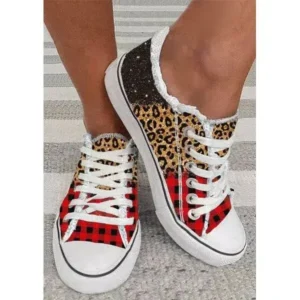 Ramboappliance Women Casual 3D Printing Color Leopard Canvas Shoes