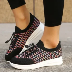 Ramboappliance Women Fashion Fly Knit Breathable Fashion Sneakers