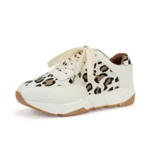 Ramboappliance Women Fashion Autumn And Winter Leopard Leather Stitching Sneakers