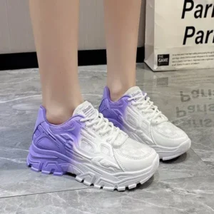 Ramboappliance Women Fashion Platform Gradient Lace-Up Sneakers