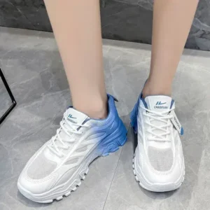 Ramboappliance Women Fashion Round Toe Breathable Mesh Gradient Sneakers