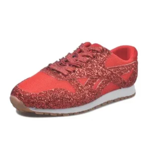 Ramboappliance Women Fashion Round Toe Platform Sequins Rhinestone Platform Sneakers