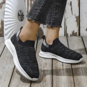 Ramboappliance Women Fashion Round Toe Slip-On Flat Non-Slip Lightweight Sneakers