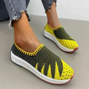 Ramboappliance Women Fashion Fly Knit Breathable Platform Low Top Sneakers