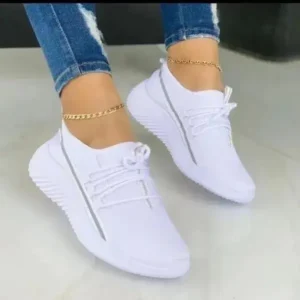 Ramboappliance Women Fashion Breathable Lace-Up Flat Mesh Sneakers