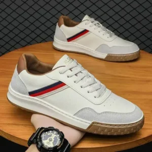 Ramboappliance Men'S Casual Breathable Color Block Pu Sneakers