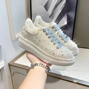 Ramboappliance Casual Rhinestone Platform Sneakers