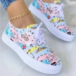 Ramboappliance Graffiti Print Platform Canvas Shoes