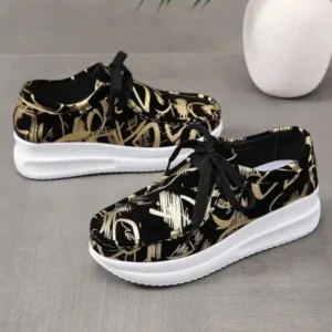 Ramboappliance Casual Graffiti Round Toe Platform Plus Size Sneakers