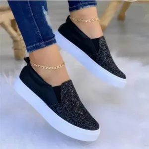 Ramboappliance Thick Sole Casual Sequined Shoes Women Flat Shoes