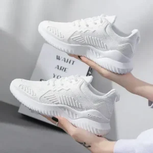 Ramboappliance Women Fashion Sports Lace Up Design Mesh Breathable Platform Sneakers