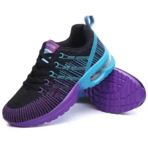 Ramboappliance Women Fashion Casual Lace Up Design Mesh Breathable Air Cushion Shock Absorbing Sneakers