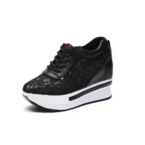 Ramboappliance Women Sexy Lace Design Lace-Up Breathable Wedge Platform Sneakers