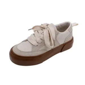 Ramboappliance Women Casual Round Toe Lace Up Design Platform Sneakers