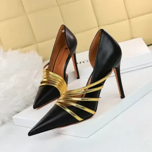 Ramboappliance Women Fashion Sexy Pointed Toe Hollow Design Stiletto Shoes