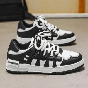 Ramboappliance Men Fashion Black White Stitching Low Top Sneakers