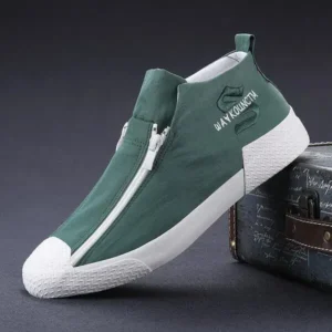 Ramboappliance Men'S Casual Embroidery Zipper High Top Canvas Shoes