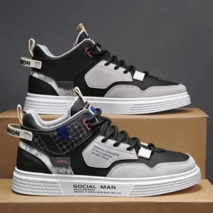 Ramboappliance Men'S Fashion High Top Color Block Sneakers