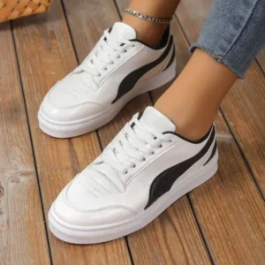 Ramboappliance Women Fashion Plus Size Thick-Soled Round Toe Flat Sneakers