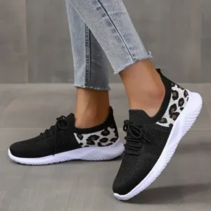 Ramboappliance Women Casual Mesh Breathable Leopard Sneakers