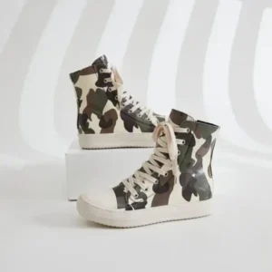 Ramboappliance Women Fashion Casual Plus Size Camouflage Thick-Soled High Top Shoes