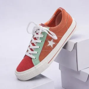 Ramboappliance Women Fashion Stitching Canvas Star Round Toe Sneakers