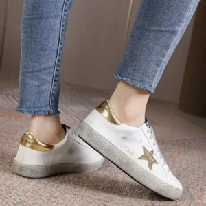 Ramboappliance Women Fashion Casual Plus Size Star Round Toe Sneakers