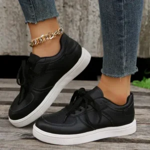 Ramboappliance Women Fashion Casual PU Lace-Up Sneakers