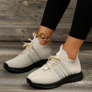 Ramboappliance Women Fashion Casual Flying Mesh Breathable Thick-Soled Sneakers