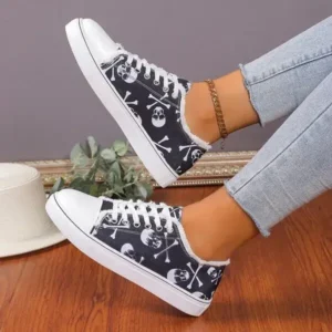 Ramboappliance Women Casual Fashion 3D Print Denim Canvas Sneakers