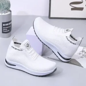 Ramboappliance Women Fashion Casual Mesh Breathable Solid Color Sneakers