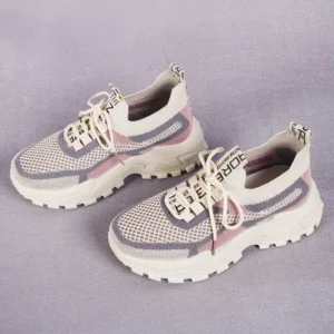 Ramboappliance Spring And Autumn Women Fashion Casual Breathable Fly Weave Sports Thick-Soled Shoes