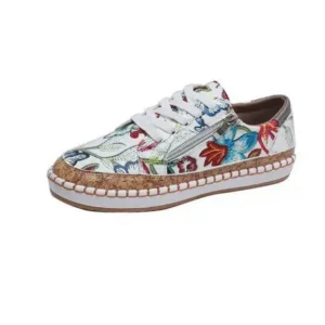 Ramboappliance Women Fashion Casual Floral Printed Zipper Lace-Up Sneakers