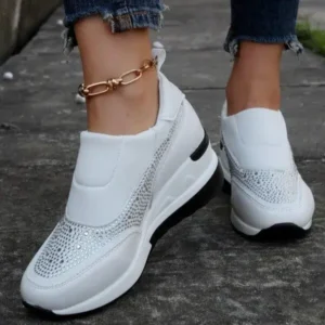 Ramboappliance Women Fashion Rhinestone Slip Sneakers