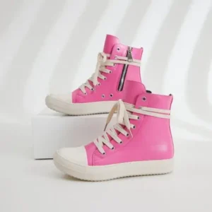 Ramboappliance Women Fashion Rose Faux Leather High Top Shoes