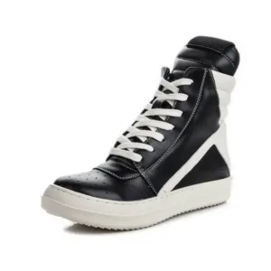 Ramboappliance Women Fashion Casual Black White Inverted Triangle High Top Shoes