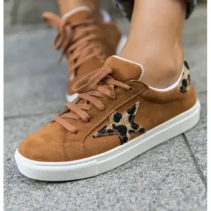 Ramboappliance Women Fashion Round Toe Lace-Up Canvas Sneakers