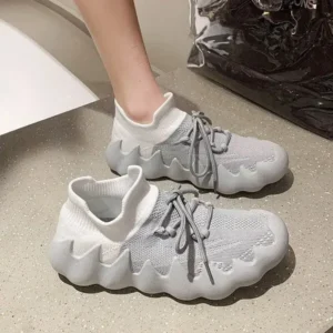 Ramboappliance Women Fashion Round ToeWomen Fashion Round Toe Octopus Fly Woven Sneakers Shallow Cut Print Lace Up Flat Sneakers